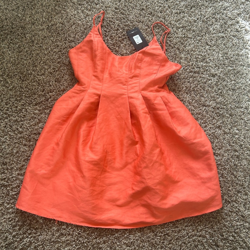 Peach Pleated Sundress with Spaghetti Straps